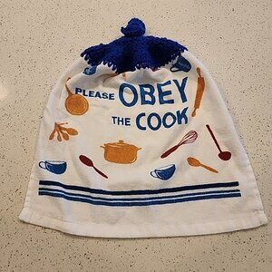 Please Obey The Cook Crochet Top Kitchen Towel NWOT